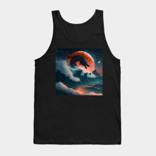 Dragon Flying over the Moon and the Ocean Tank Top